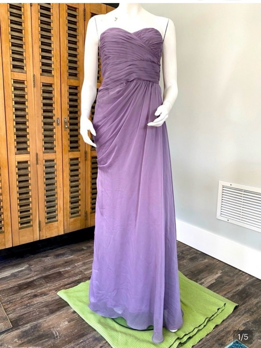 Strapless Lavender Chiffon Evening Gown